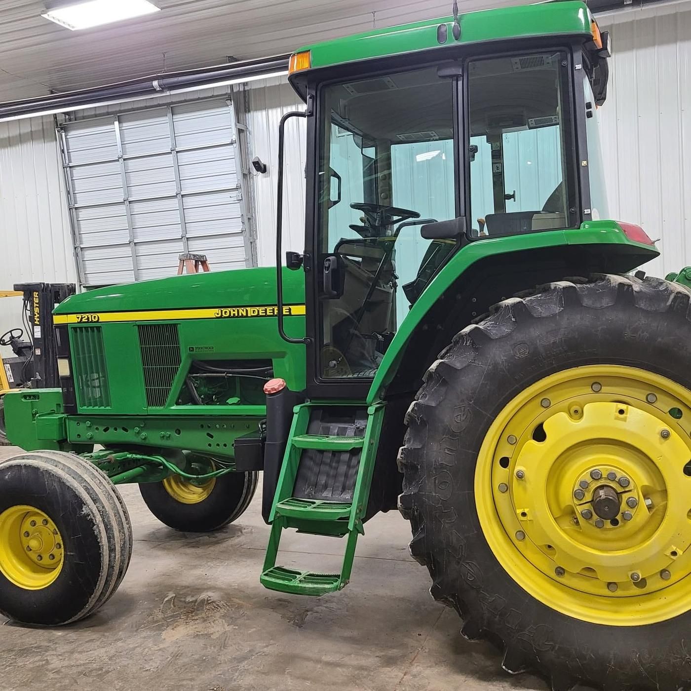 John Deere 7210 tractor front three quarter view after detailing